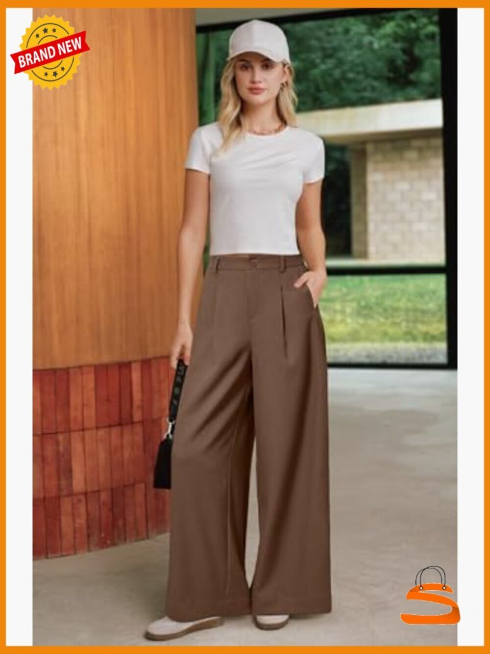 Wide Leg Linen Blend Palazzo Pants Trousers Business Casual - Picture 6 of 7